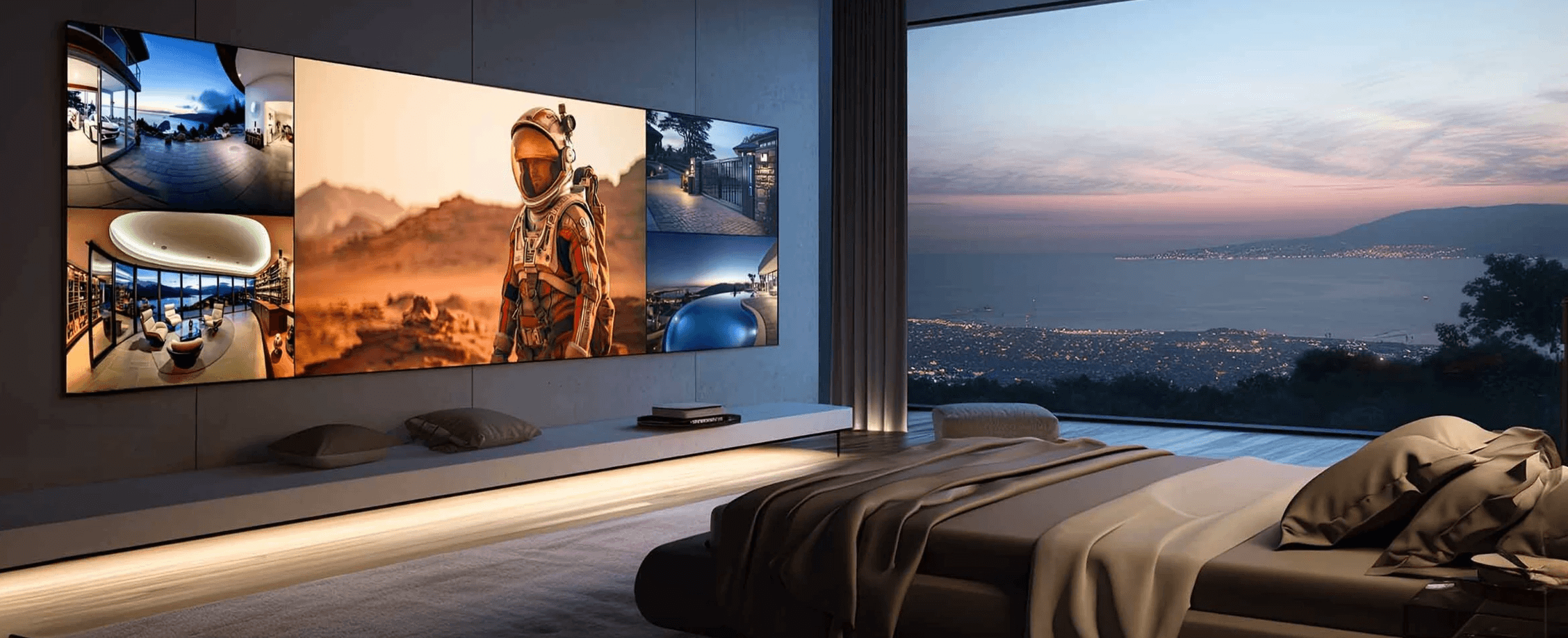 Lunar Walls MicroLED display in a luxury bedroom by MavTech Pro Houston